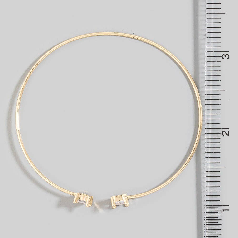 Rectangle Cz Stone Dainty Open Cuff Bracelet
