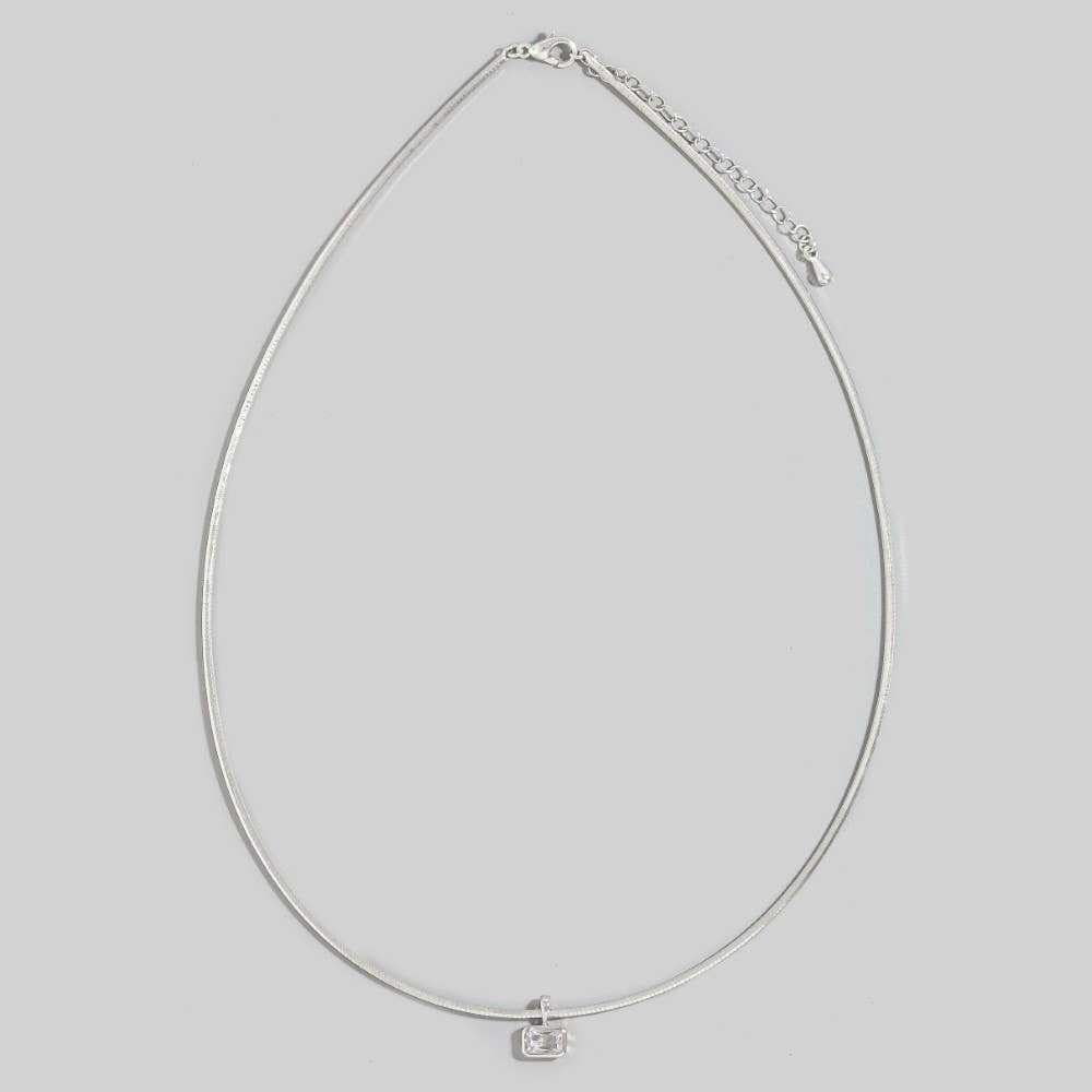 Gold Dipped Cz Baguette Pendant Choker Necklace