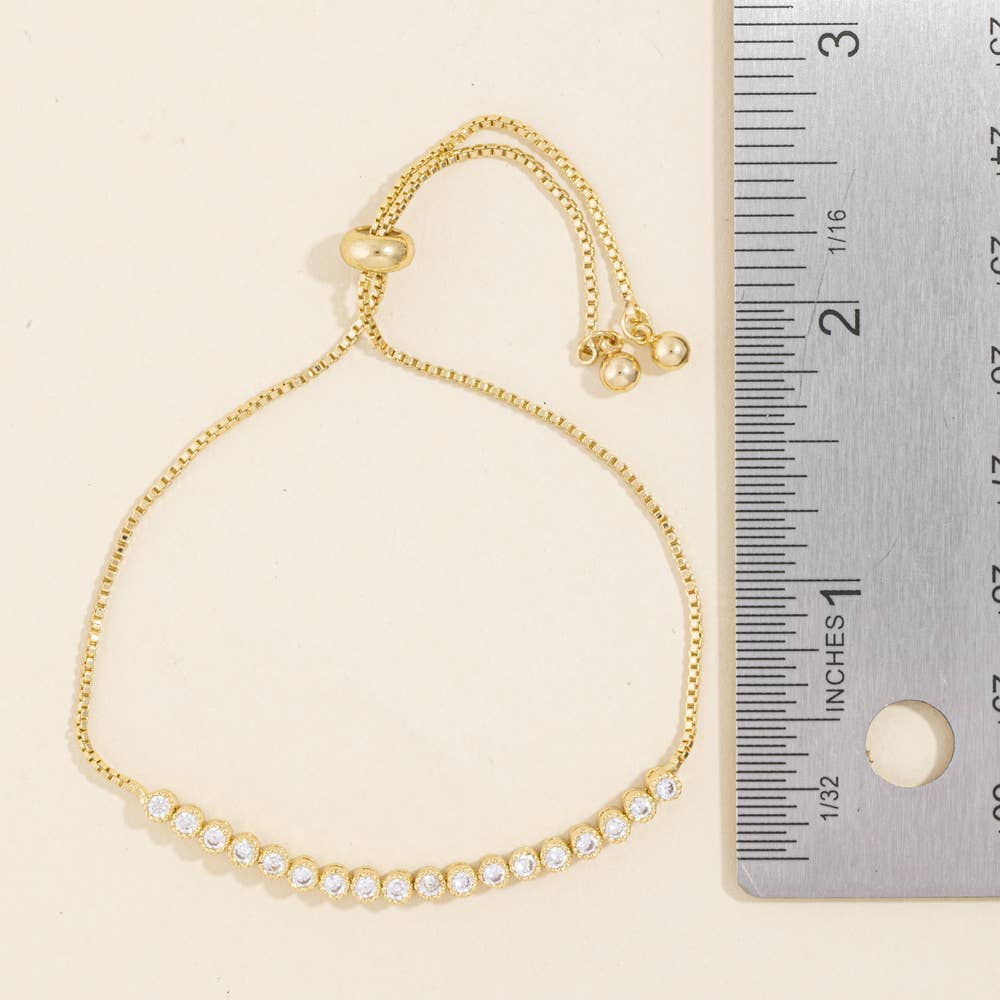 Milgrain Bezel Cz Tennis Bolo Bracelet