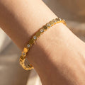 Gold Dipped Hexagon Cz Studded Bangle Bracelet