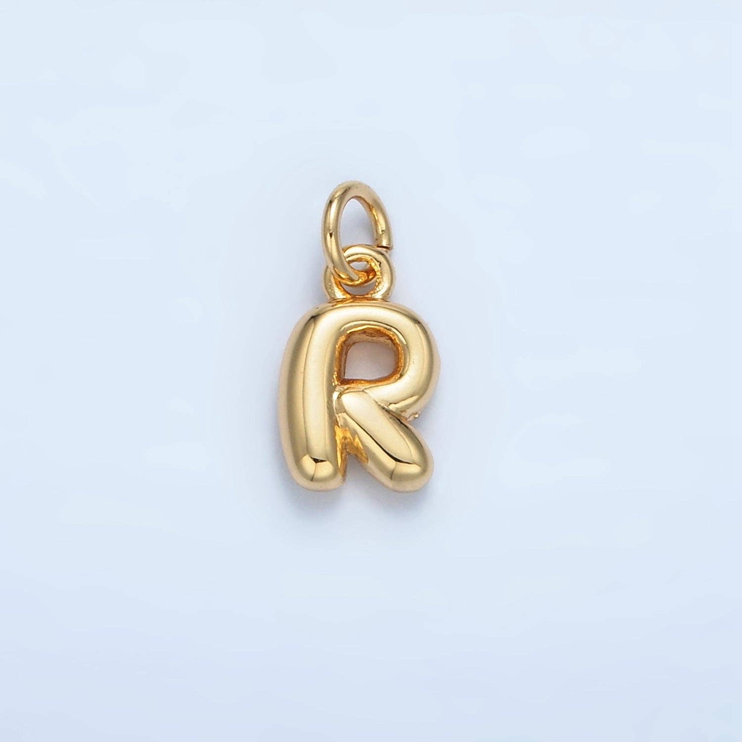 16K Gold Filled 10mm Initial Letter Chubby Balloon Mini Charm | A1591 - A1603