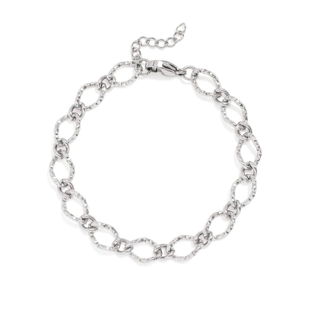 18K Gold PVD Stainless Steel Hammered Oval Chain Bracelet