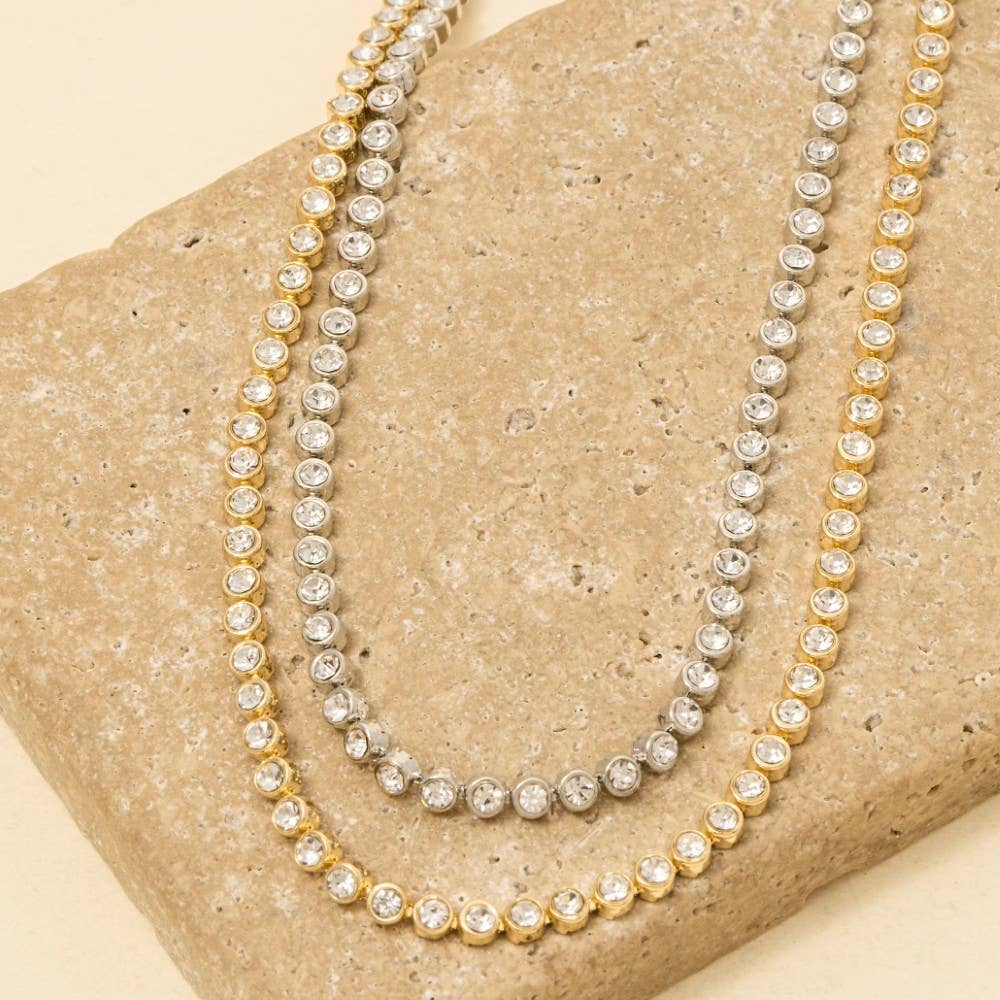 Gold Dipped Cz Tennis Chain Necklace