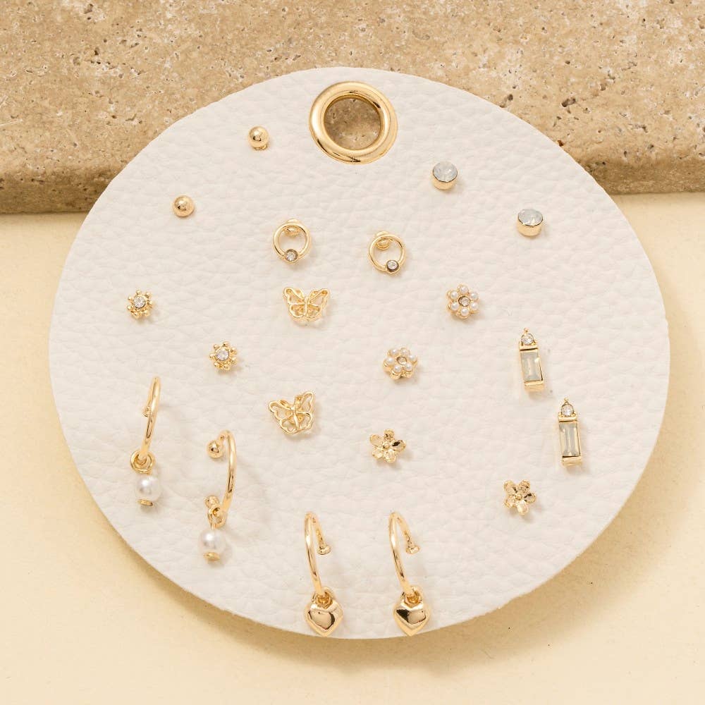 Ten Pair Butterfly Flower Earrings Set
