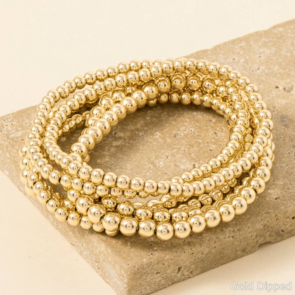 Gold Dipped Ball Bead Bracelet Set