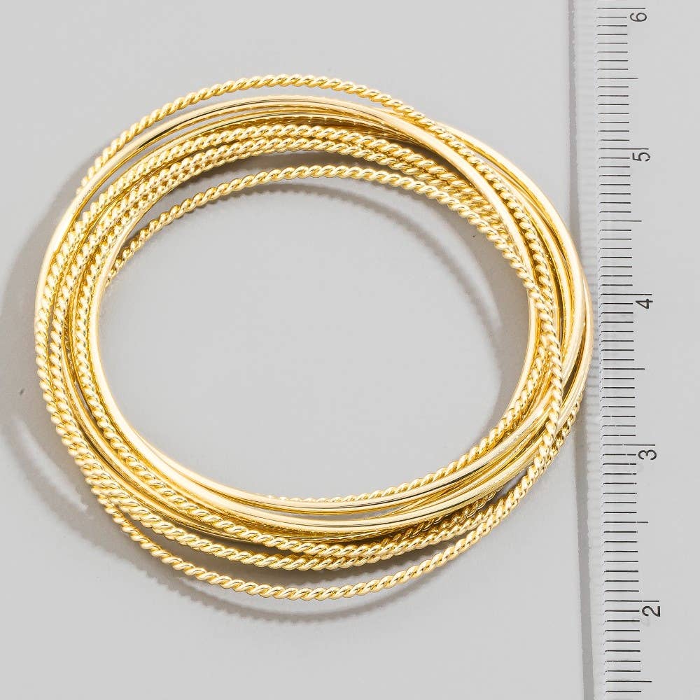 Mixed Dainty Metallic Bangle Bracelets Set