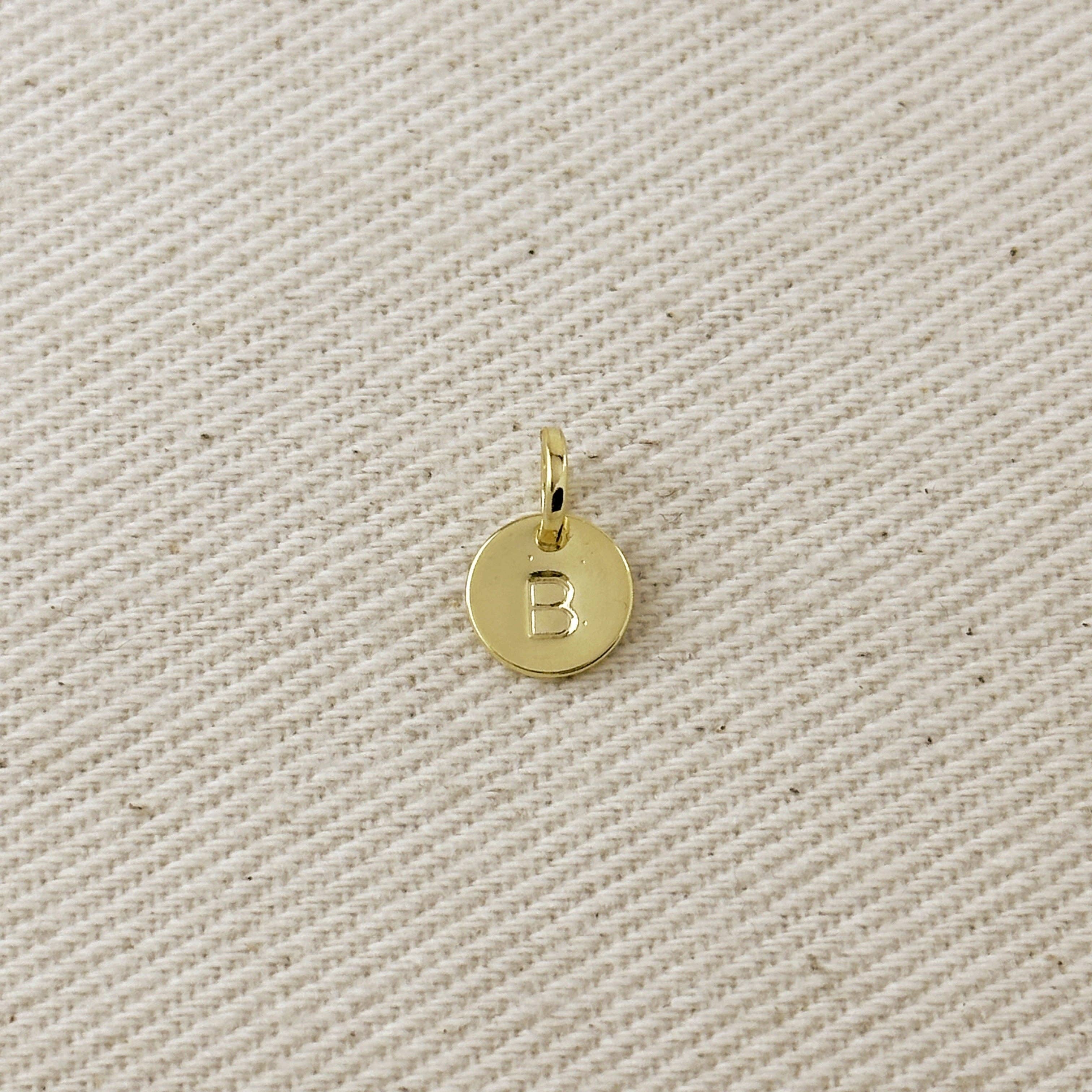 Stamped Tiny Initial Letter Charm in 18k Gold Filled Complete Alphabet