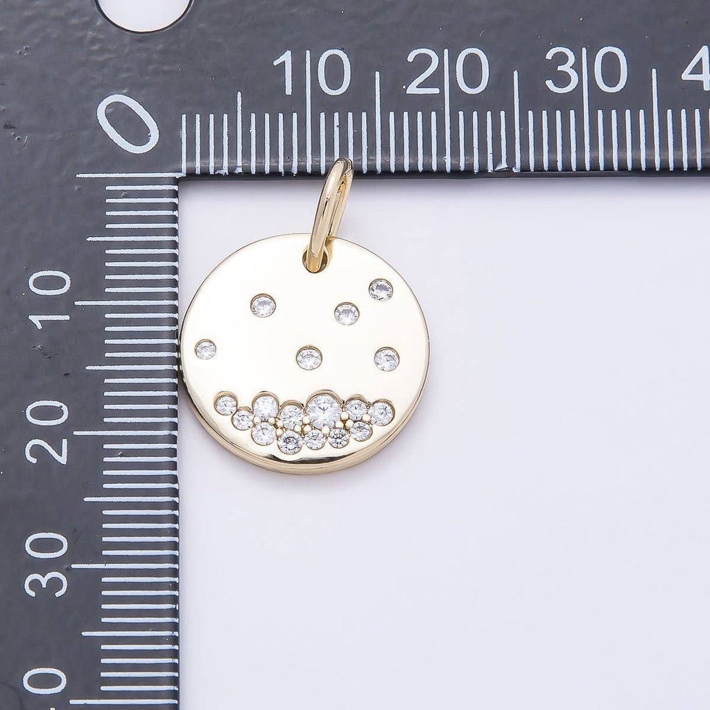 14K Gold Filled 18mm Clear CZ Dotted Round Pendant | Charms-01053
