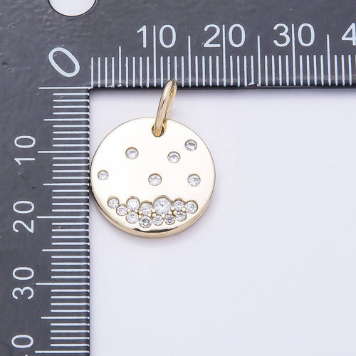 14K Gold Filled 18mm Clear CZ Dotted Round Pendant | Charms-01053