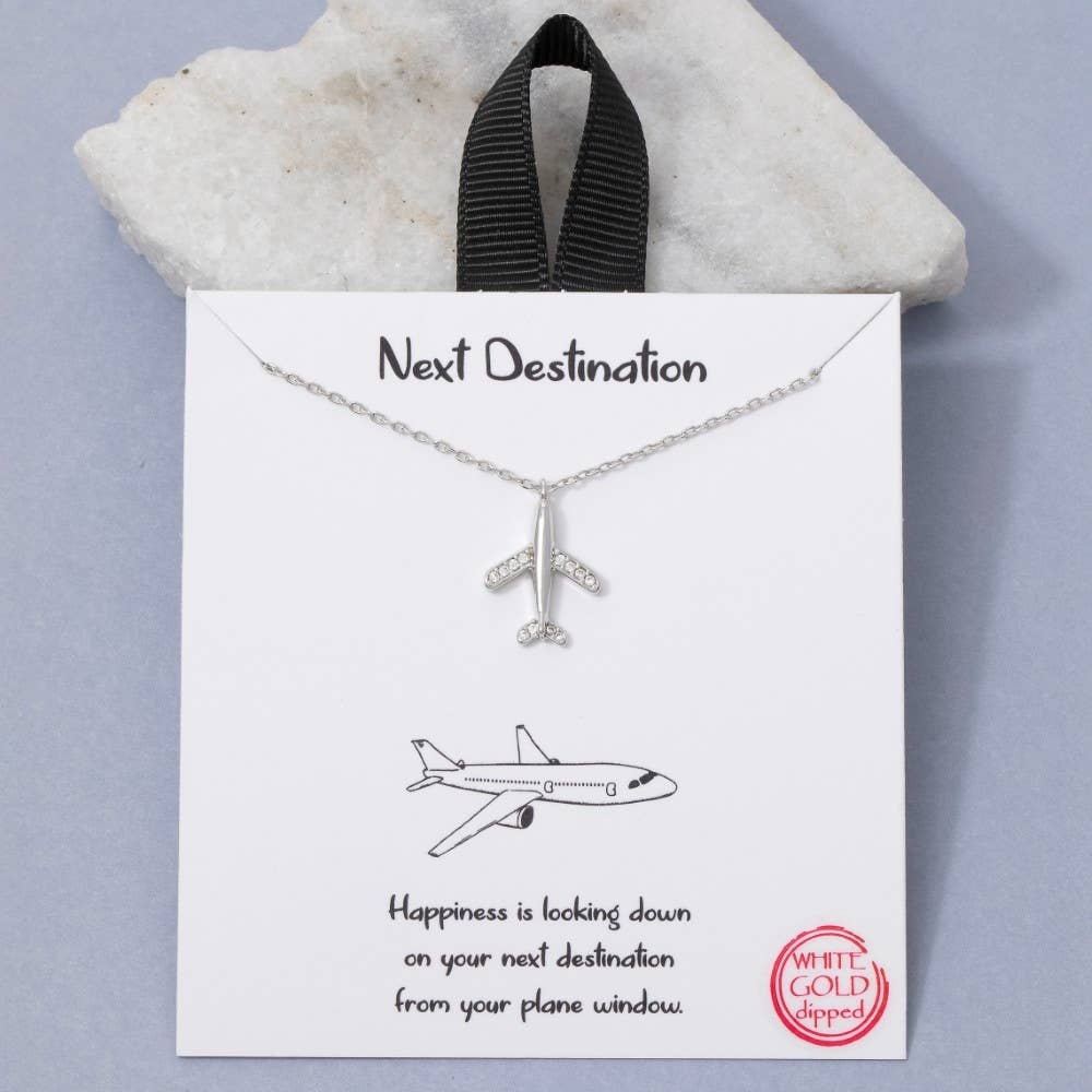 Gold Dipped Pave Airplane Pendant Necklace