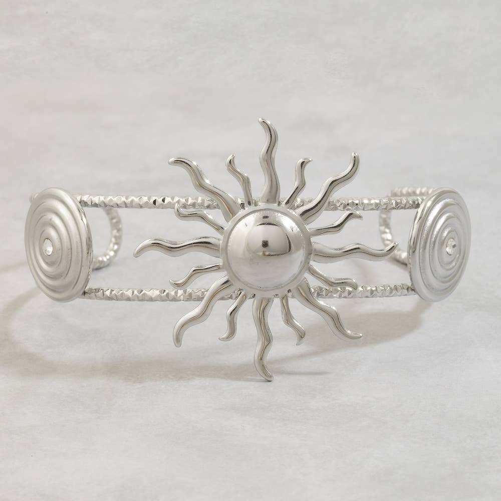 Stainless Steel Celestial Sun Cuff Bracelet