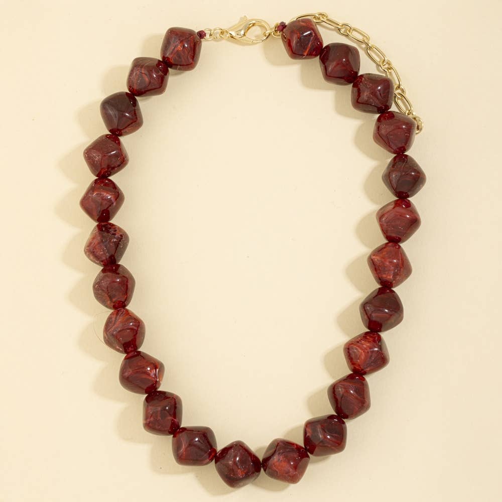 Irregular Marble Resin Beaded Necklace