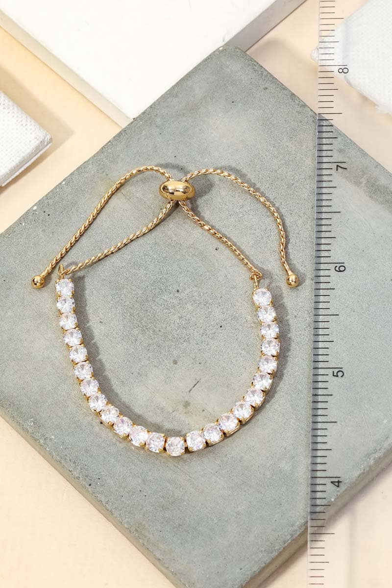 Pave Tennis Cz Adjustable Bracelet