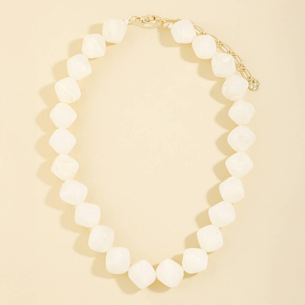 Irregular Marble Resin Beaded Necklace
