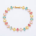 18K Gold Filled 9mm Multicolor Baguette CZ Tennis Chain 7 Inch Bracelet | WA-04218 ~ WA-04220