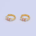 24K Gold Filled 11.5mm Clear Pink CZ Heart Cartilage Huggie Earrings | T294