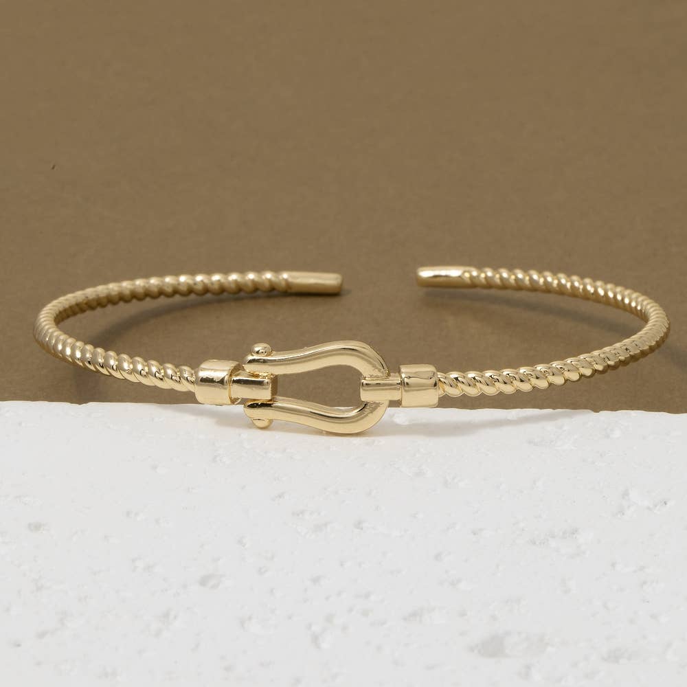 Gold Dipped Twisted Rope Buckle Open Cuff Bracelet