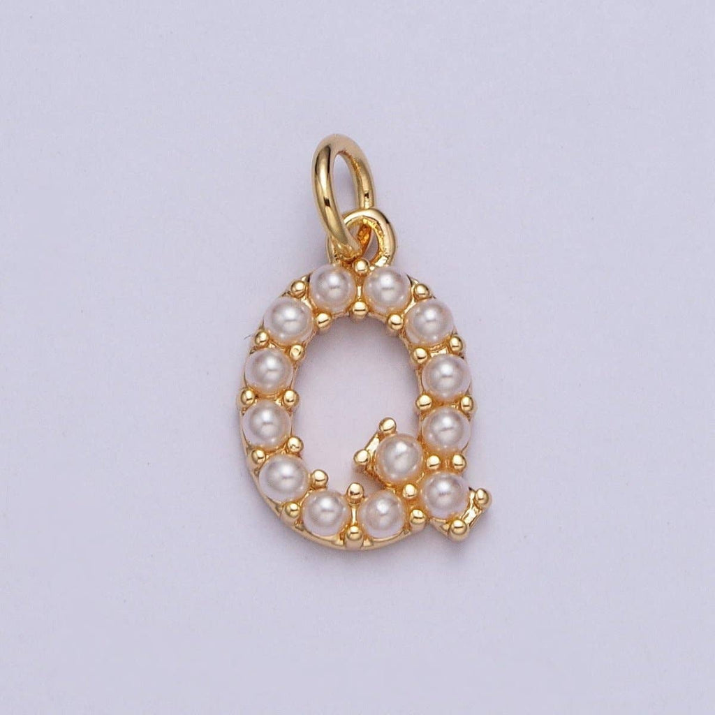 Mini Alphabet Pearl Charm Tiny Pearl Initial Charm 16K Gold Filled Charm for Personalized Jewelry | A-313-A-325