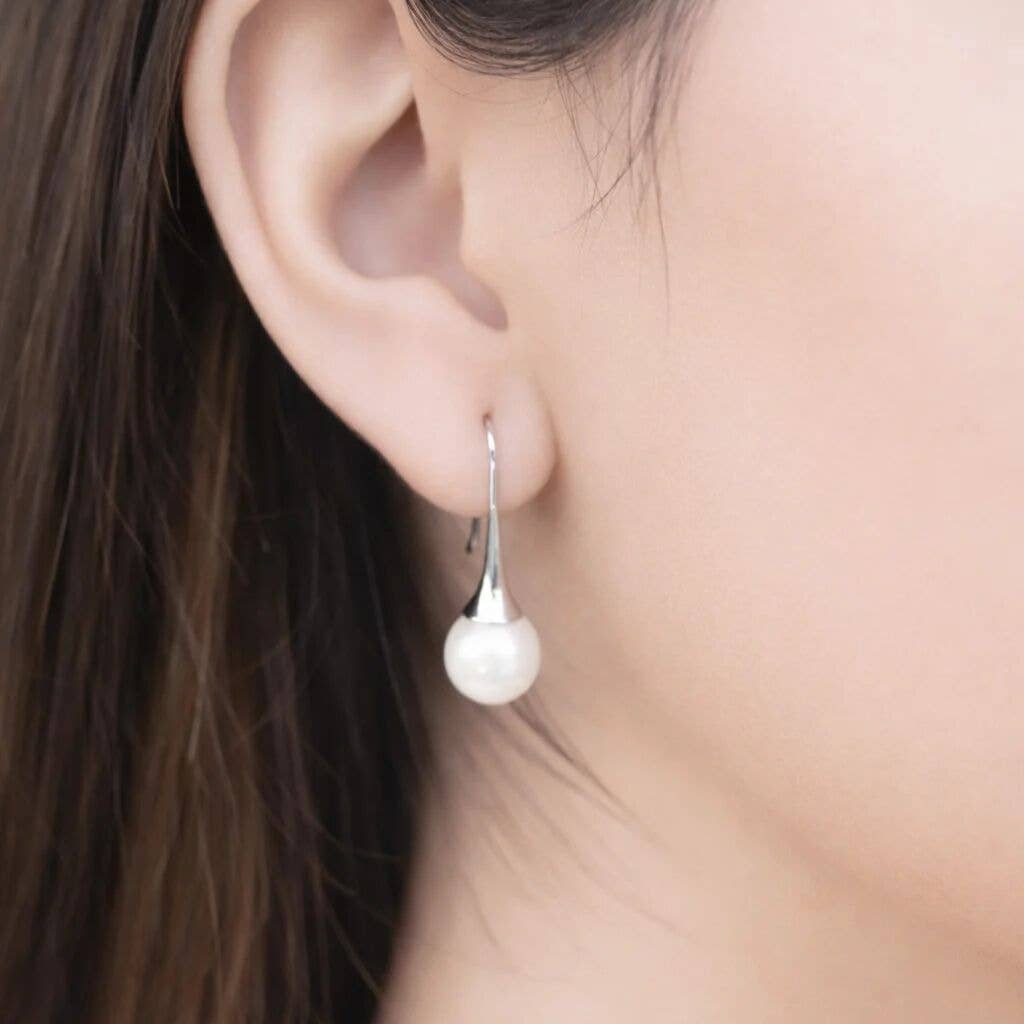 18K Gold PVD Stainless Steel Large Pearl Drop Earrings