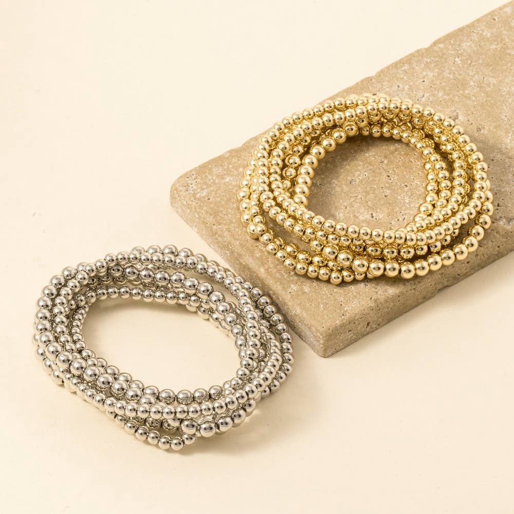 Gold Dipped Ball Bead Bracelet Set