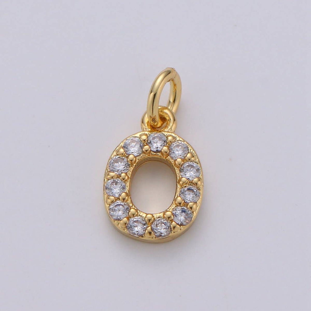 14k Gold Filled Tiny CZ Initial, Letter Alphabet Micro Pave charms Dainty Gold Cubic Pendant Charm for Necklace Bracelet Earring Add on A-099 to A-111