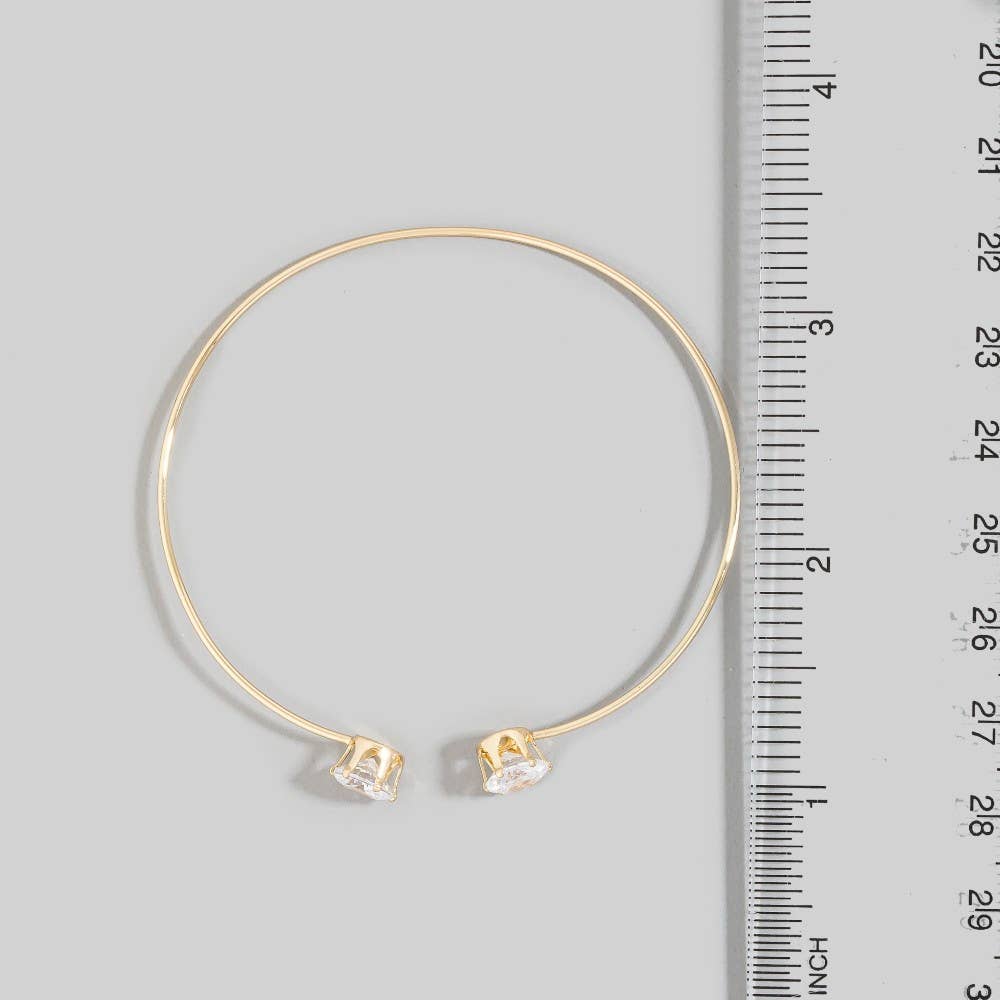 Cz Stone Dainty Open Cuff Bracelet