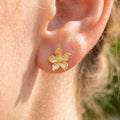 Metallic Flower Stud Earrings