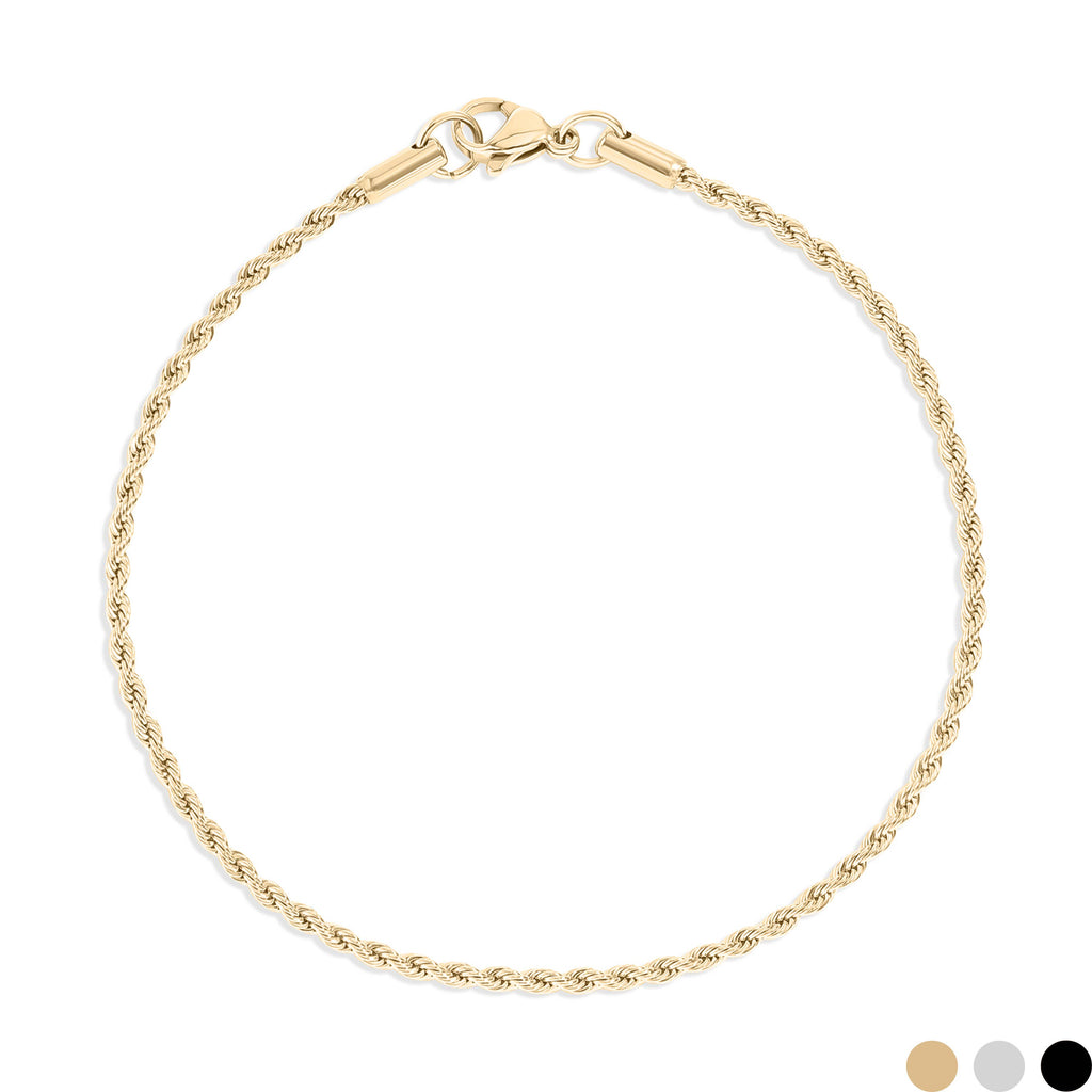 Rope Chain Bracelet / Anklet - Gold, Silver, Black