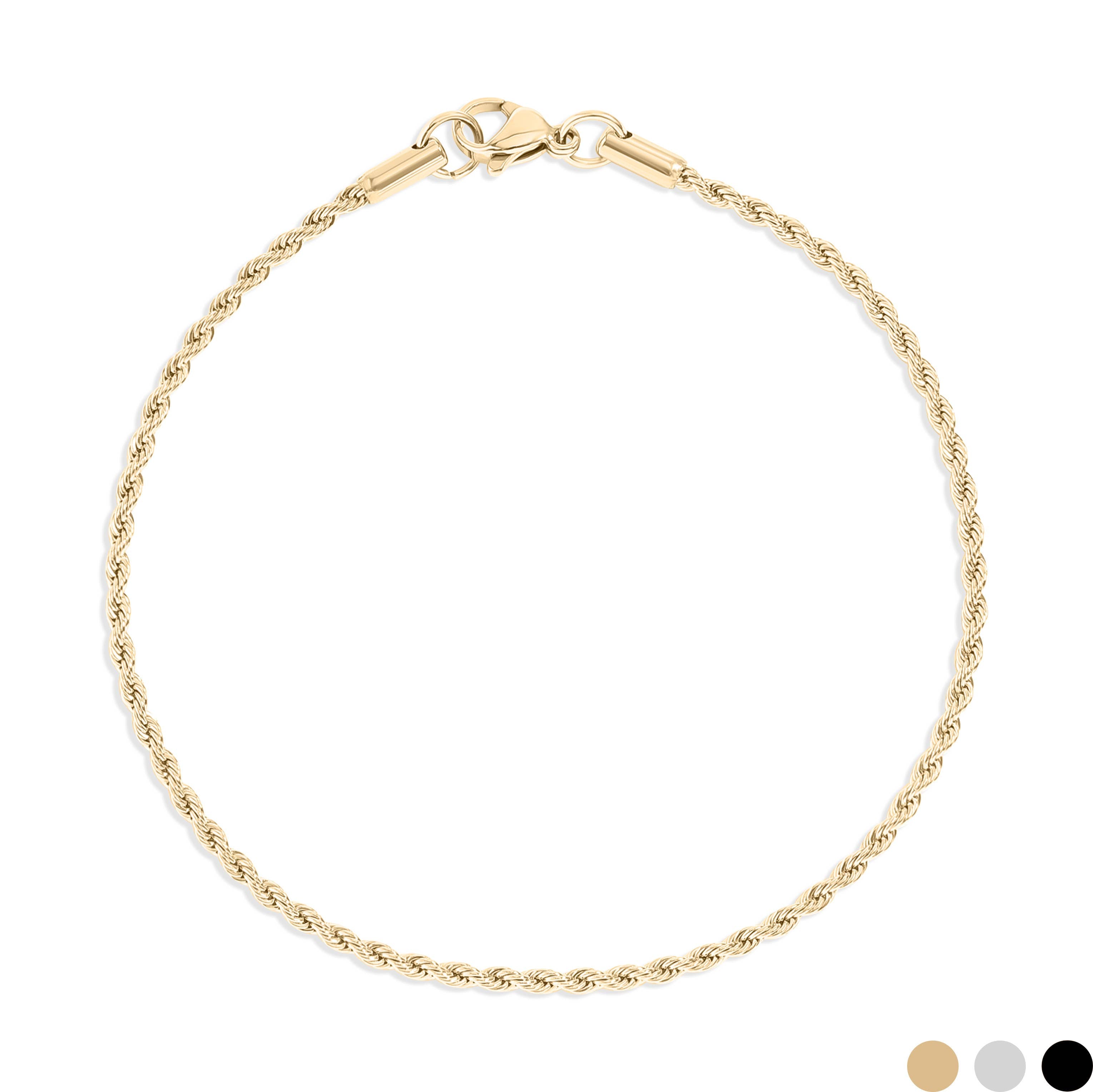 Rope Chain Bracelet / Anklet - Gold, Silver, Black