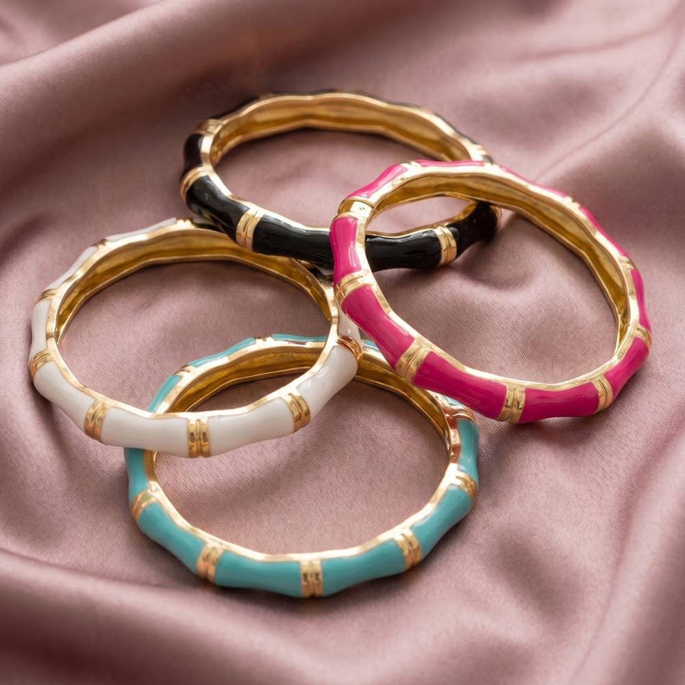Enamel Bamboo Hinge Bangle Bracelet