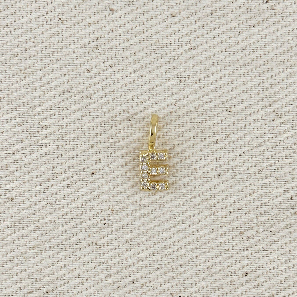 18k Gold filled Micro CZ Initial Letter Charm