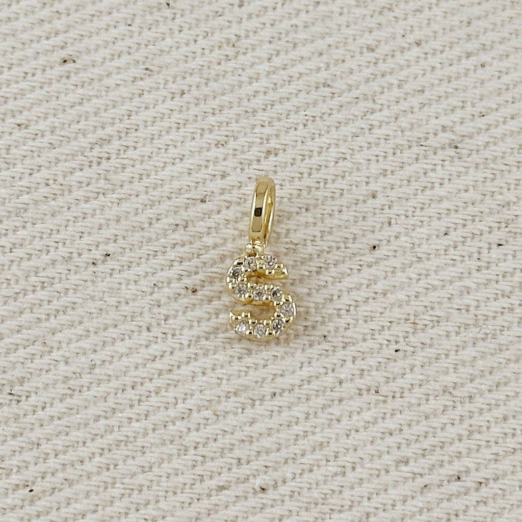 18k Gold filled Micro CZ Initial Letter Charm