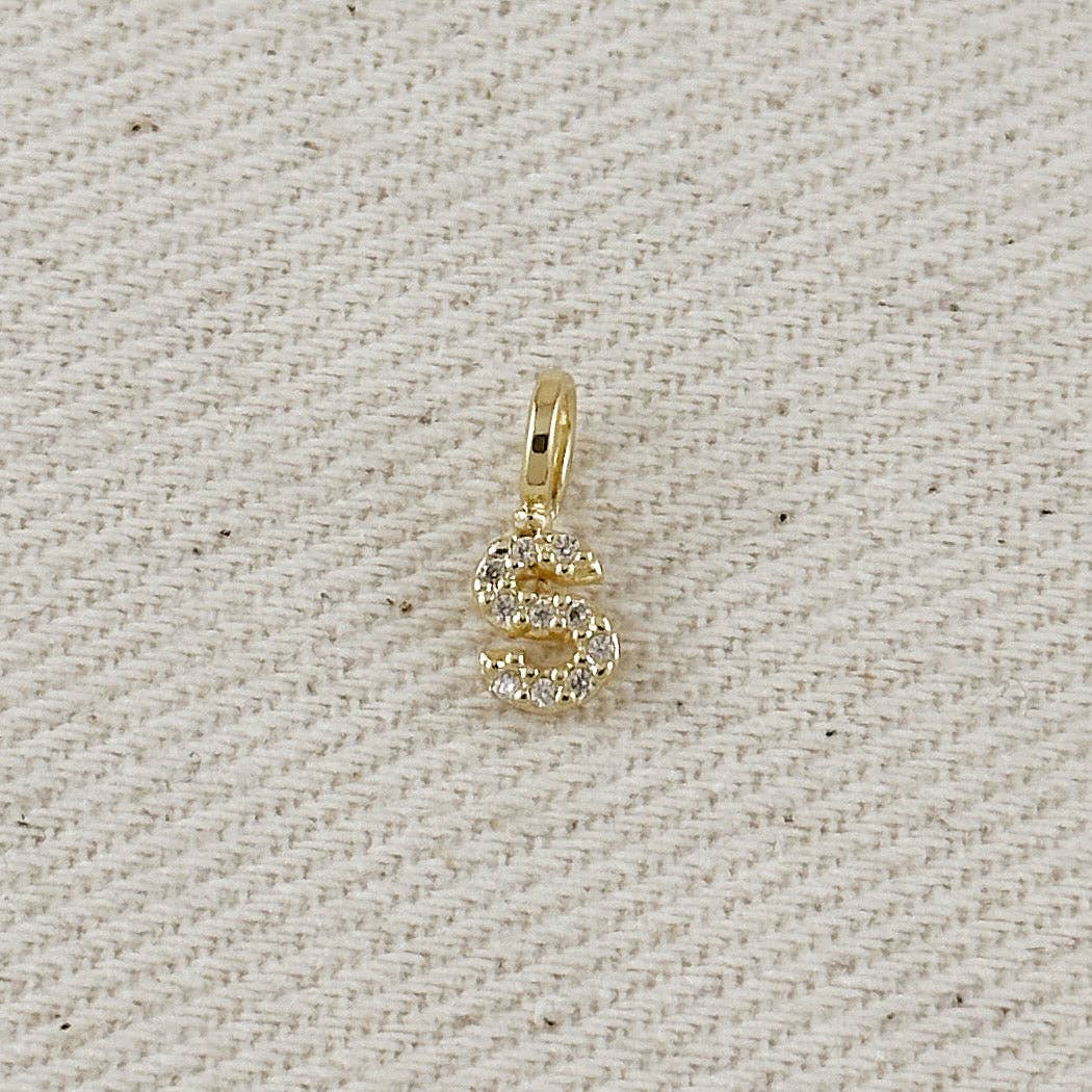 18k Gold filled Micro CZ Initial Letter Charm