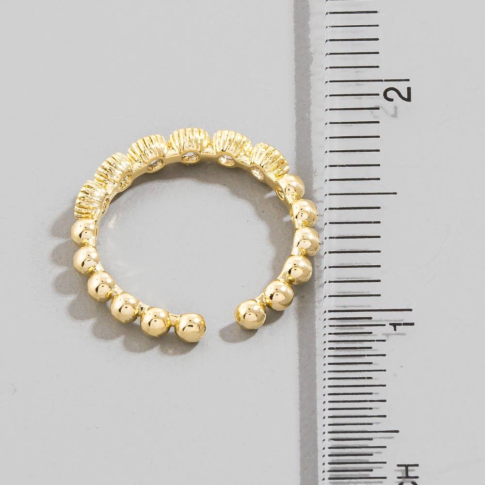 Gold Dipped Cz Pave Adjustable Band Ring