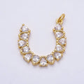 16K Gold Filled 24mm Clear CZ Teardrop Horseshoe Charm | Charms-01350