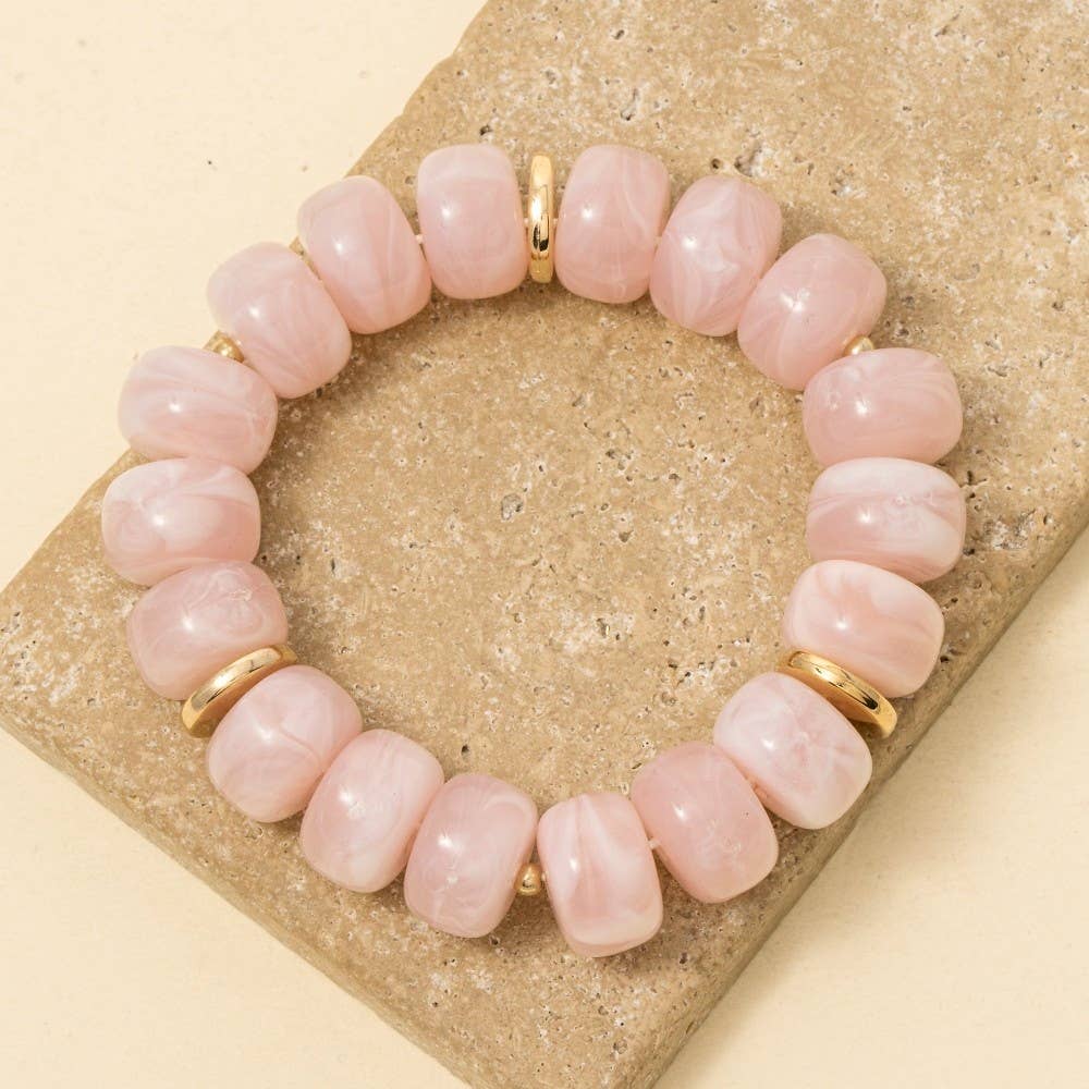 Multi Color Resin Beads Stretch Bracelet