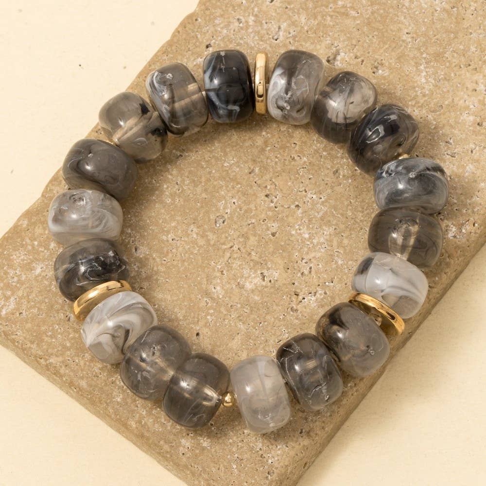 Multi Color Resin Beads Stretch Bracelet