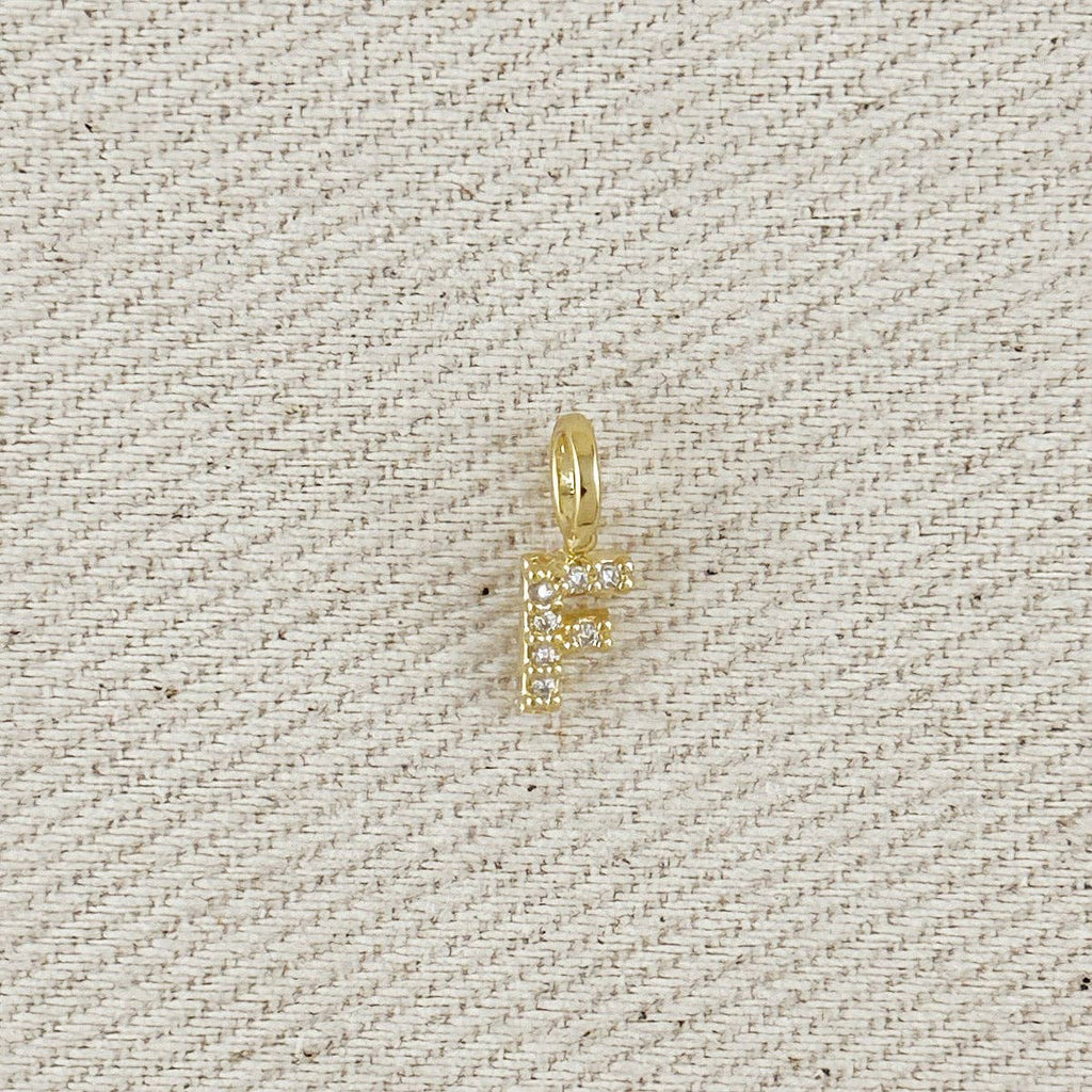 18k Gold filled Micro CZ Initial Letter Charm