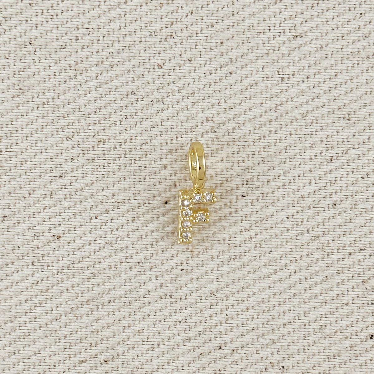18k Gold filled Micro CZ Initial Letter Charm