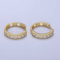 14K Gold Filled Square Baguette Lined 22mm Huggie Hoops Earrings | V-022