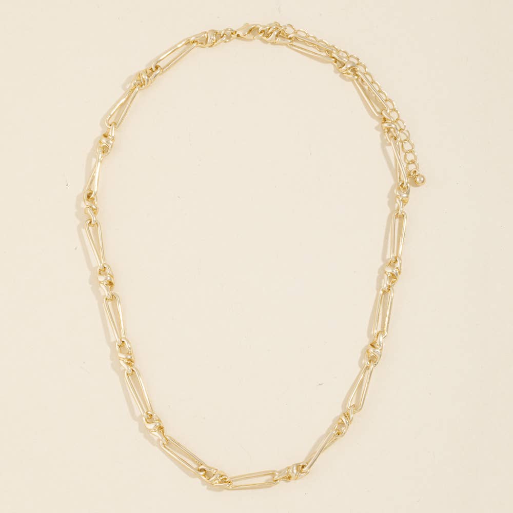 Mixed Paperclip Link Knot Chain Necklace