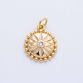 16K Gold Filled 16mm Evil Eye Sunburst Dotted Round Charm | Charms-00399