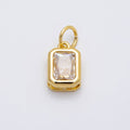 16K Gold Filled 12mm Clear Baguette CZ Bezel Charm | Charms-00469