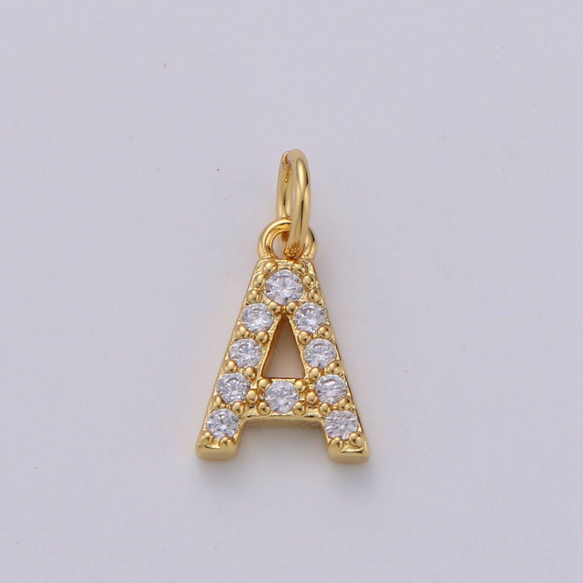 14k Gold Filled Tiny CZ Initial, Letter Alphabet Micro Pave charms Dainty Gold Cubic Pendant Charm for Necklace Bracelet Earring Add on A-099 to A-111