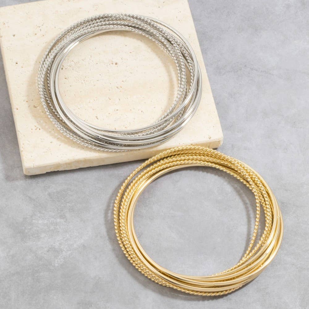 Mixed Dainty Metallic Bangle Bracelets Set