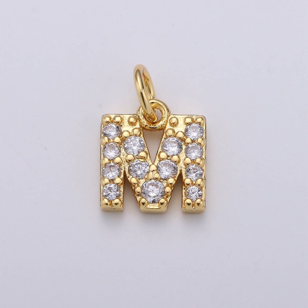 14k Gold Filled Tiny CZ Initial, Letter Alphabet Micro Pave charms Dainty Gold Cubic Pendant Charm for Necklace Bracelet Earring Add on A-099 to A-111