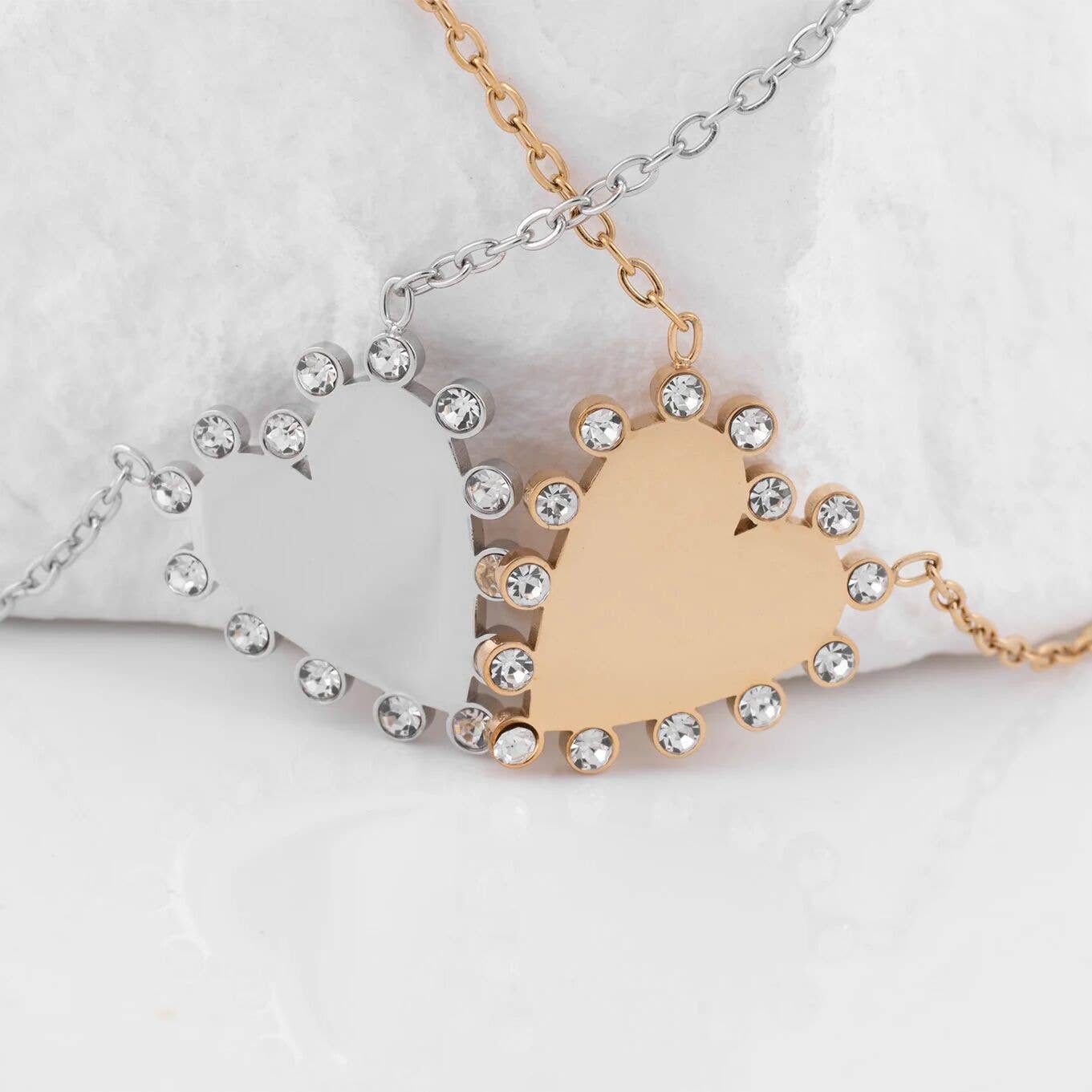 18K Gold PVD Stainless Steel Heart Pendant Necklace
