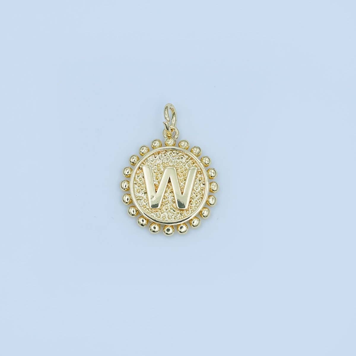 24K Gold Filled Initial Letter Geometric Dotted Round Charm | A292 - A304