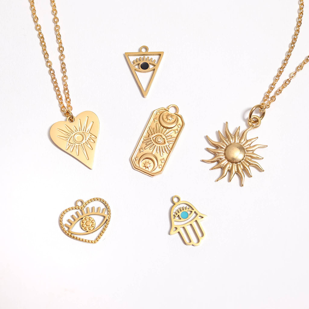 18K Gold Stainless Steel Mystic Sun Charm
