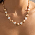 Mother Of Pearl And Hammered Dome Necklace